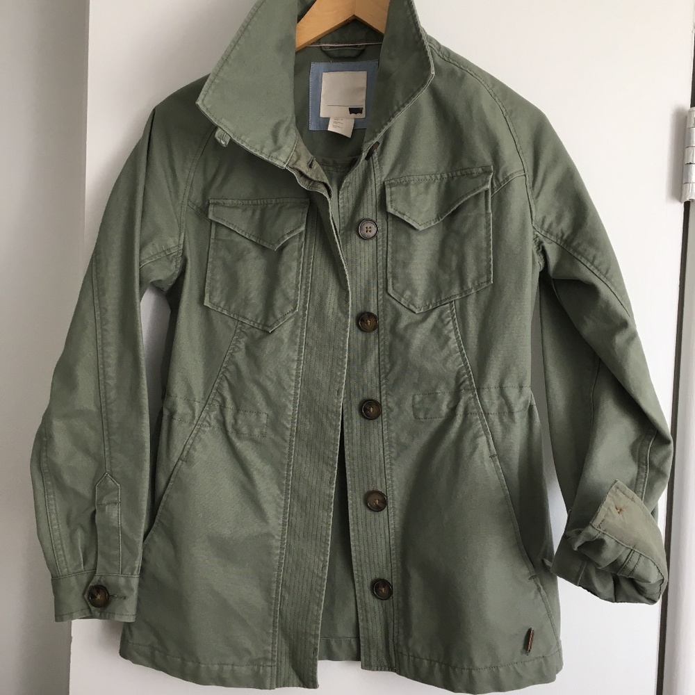 Levi’s army green utility, military button jacket xs